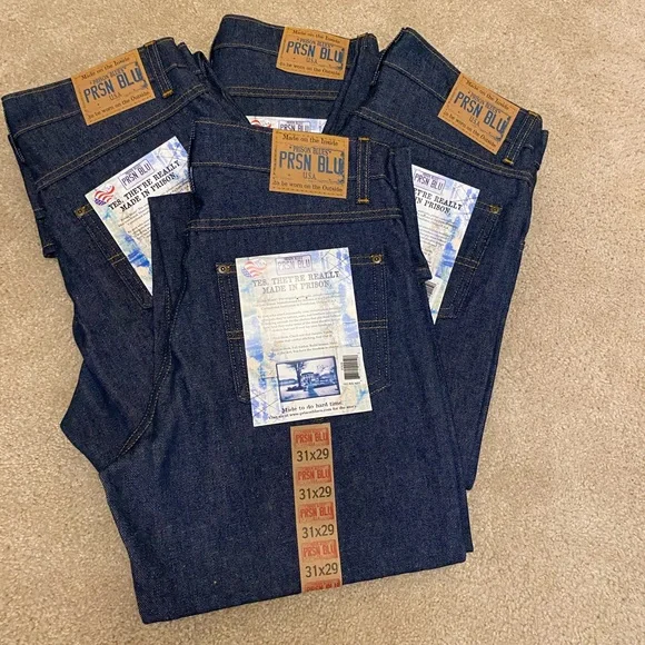 Prison Blue Jeans, Relaxed, Denim, Zip-Fly, Pocket,  Waste=31,Length=29